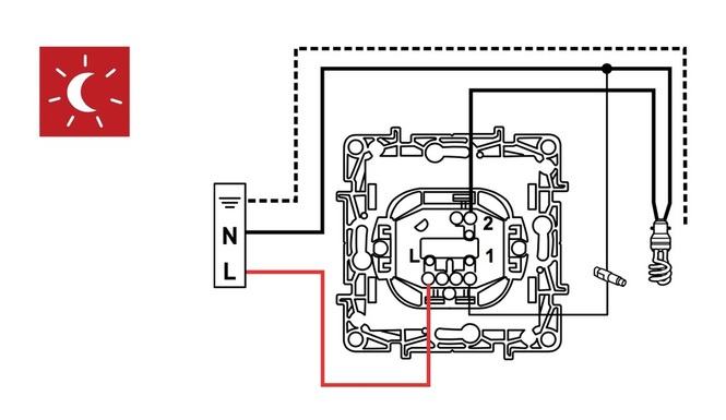 Схема подключения переключателя с подсветкой Legrand Etika 672615 вместо выключателя.